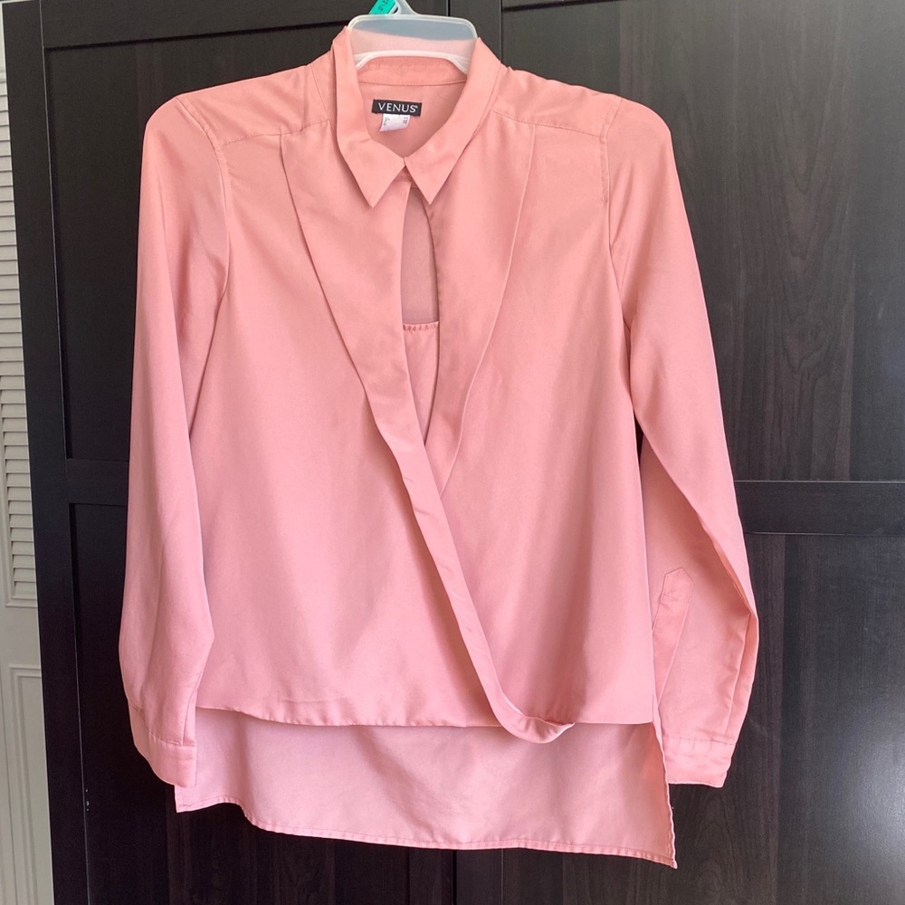 Notch collar wrap blouse